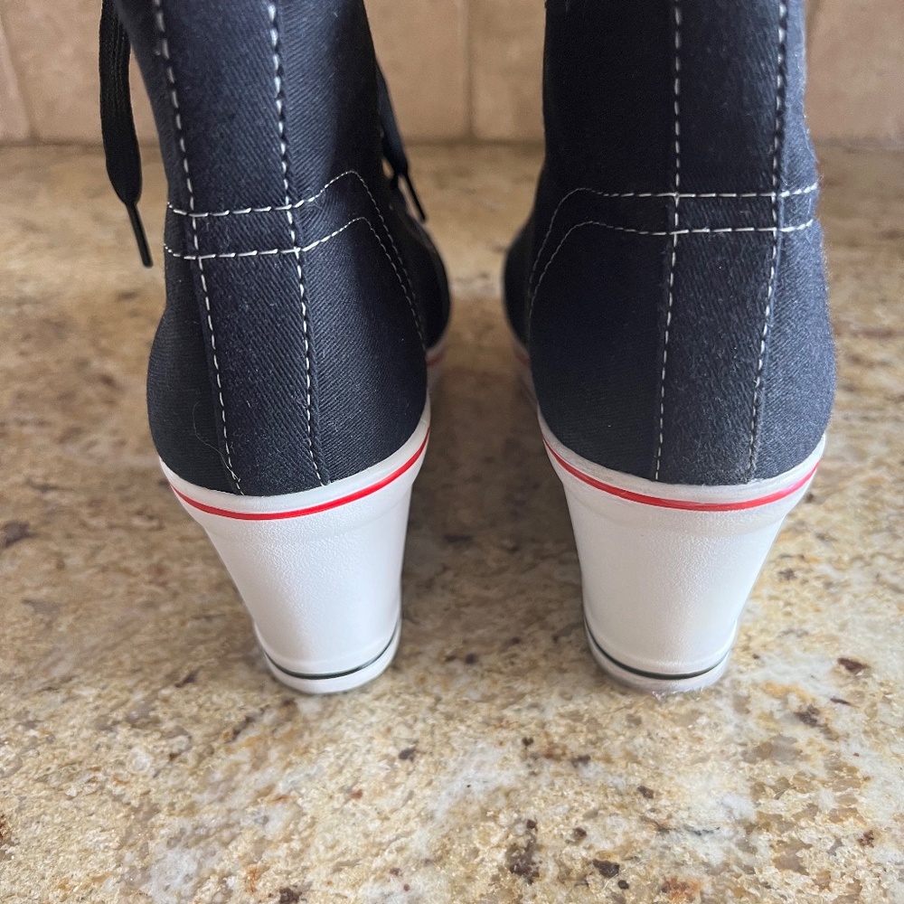 Women's Canvas Casual Shoes Dating Platform High Top Sneakers Rubber Sole sz 9 - Picture 6 of 9